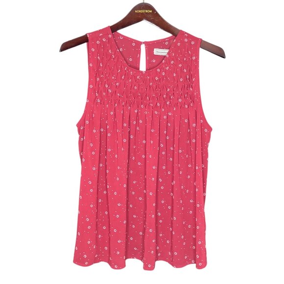 Abercrombie & Fitch M Red Chiffon Babydoll Top Dainty Daisy Dot Flowy Y2K Preppy - Picture 1 of 4